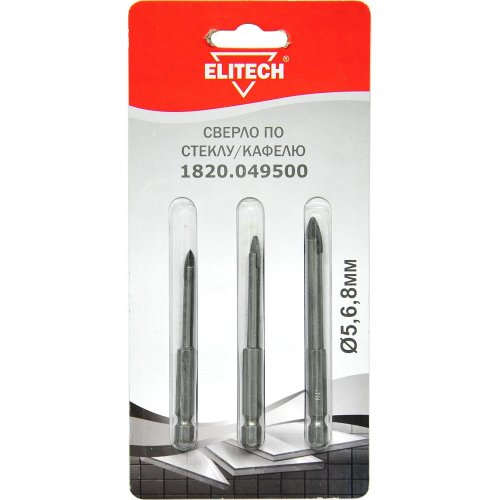 Набор сверл ELITECH по стеклу 3 шт.   1820.049500