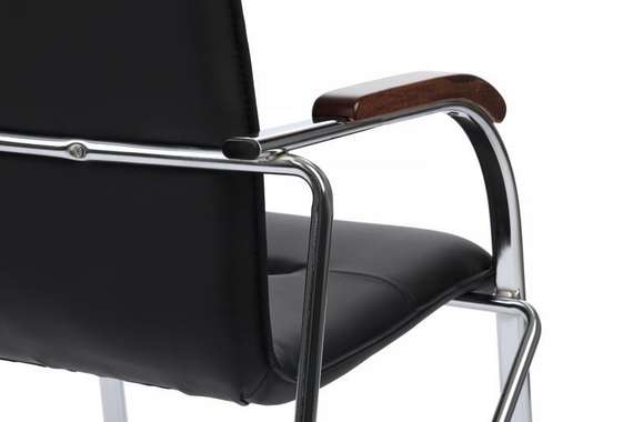 Стул Самба с деревянными подлокотниками SMB-02H Хром гальв. Черный