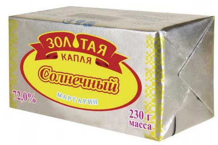 Маргарин "Солнечный" 72% 230г. Золотая капля