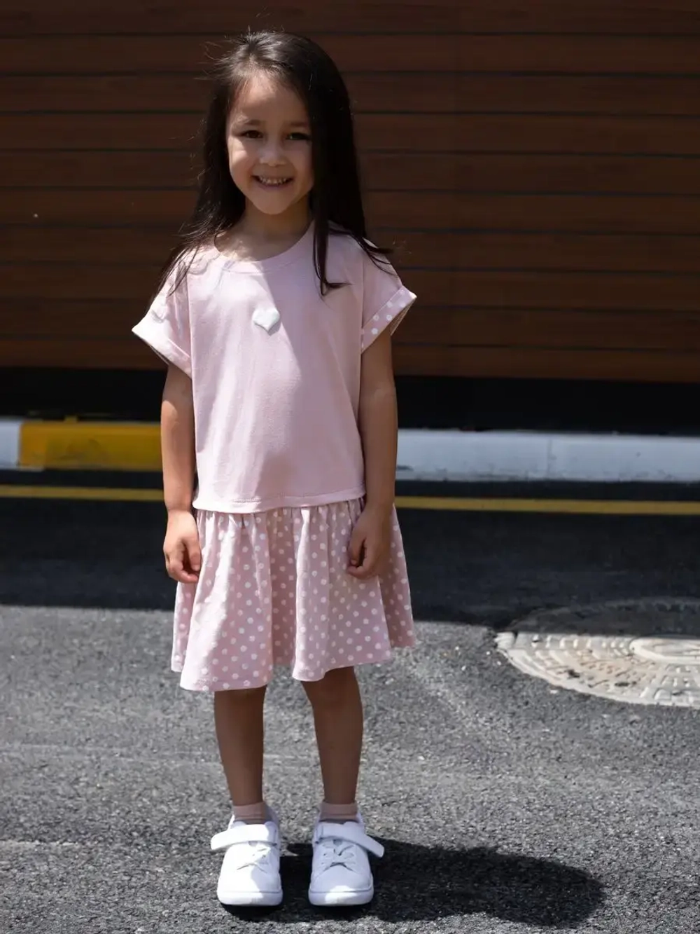 Платье оверсайз в сад с коротким рукавом