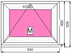 Пластиковое окно 600 х800 фрамуга (форточка) ТермА Эко + Москитная сетка