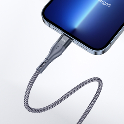 Кабель в тканевой оплетке длина 100см с разъемом Type C на Lightning с быстрой зарядкой PD 20W от Duzzona, серия A1 Cable