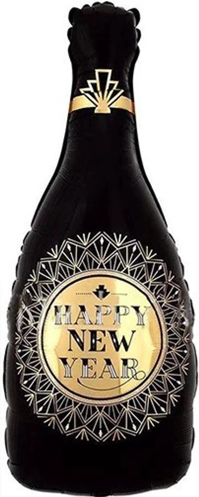 Флокированная бутылка шампанского к Новому году