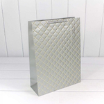 Пакет подарочный 31х42х12см Фигуры и узоры "Ромб" (Серебряный)