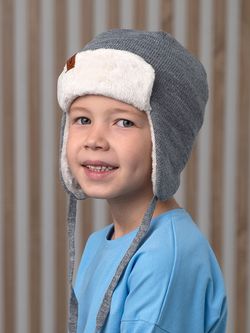 Шапка весенняя/осенняя вязаная (Пепельный) ТОКИ велюр