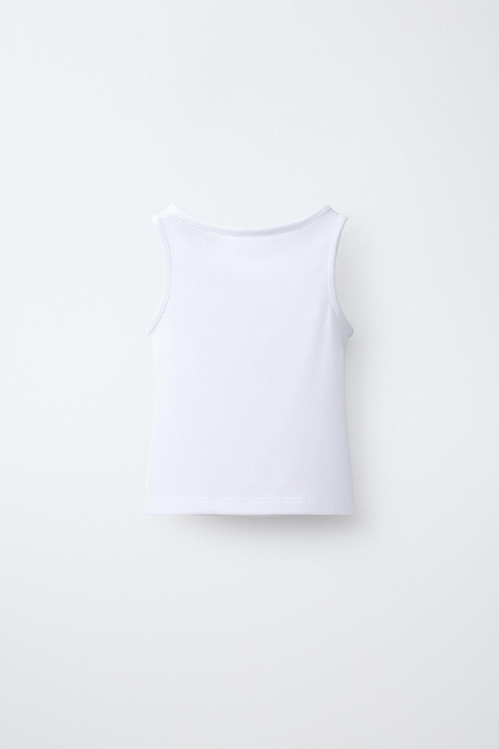 ZARA ОДНОТОННЫЙ ТОП ИЗ МОДАЛА, БЕЛЫЙ