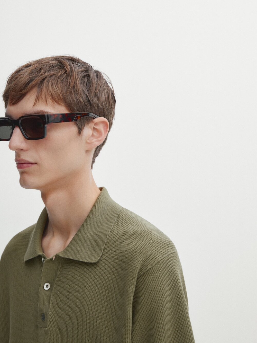 Massimo Dutti Трикотажное поло с короткими рукавами, цвет морской волны