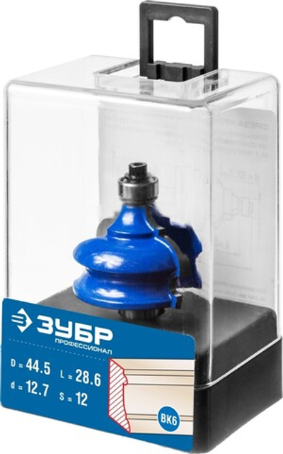 ЗУБР 44.5 x 28 мм, хвостовик 12 мм, фреза кромочная фигурная №4, Профессионал (28715-44.5)