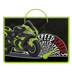 Папка А4 пласт, ручки-тесьма 335/235/55 "Green bike 2024" (Пчелка)