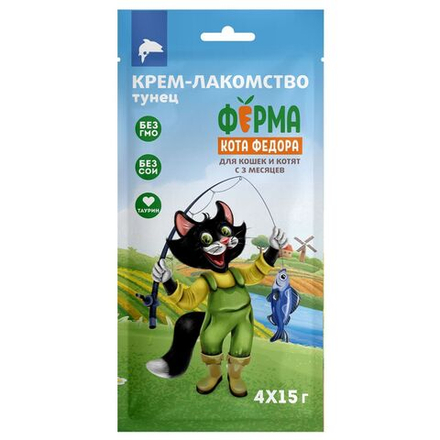 Крем-лакомство Ферма кота Федора для кошек и котят с уткой 4 шт х 15 г