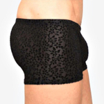 Мужские полупрозрачные трусы-боксеры с флокированным цветочным рисунком (Размер: M) (Цвет: черный)