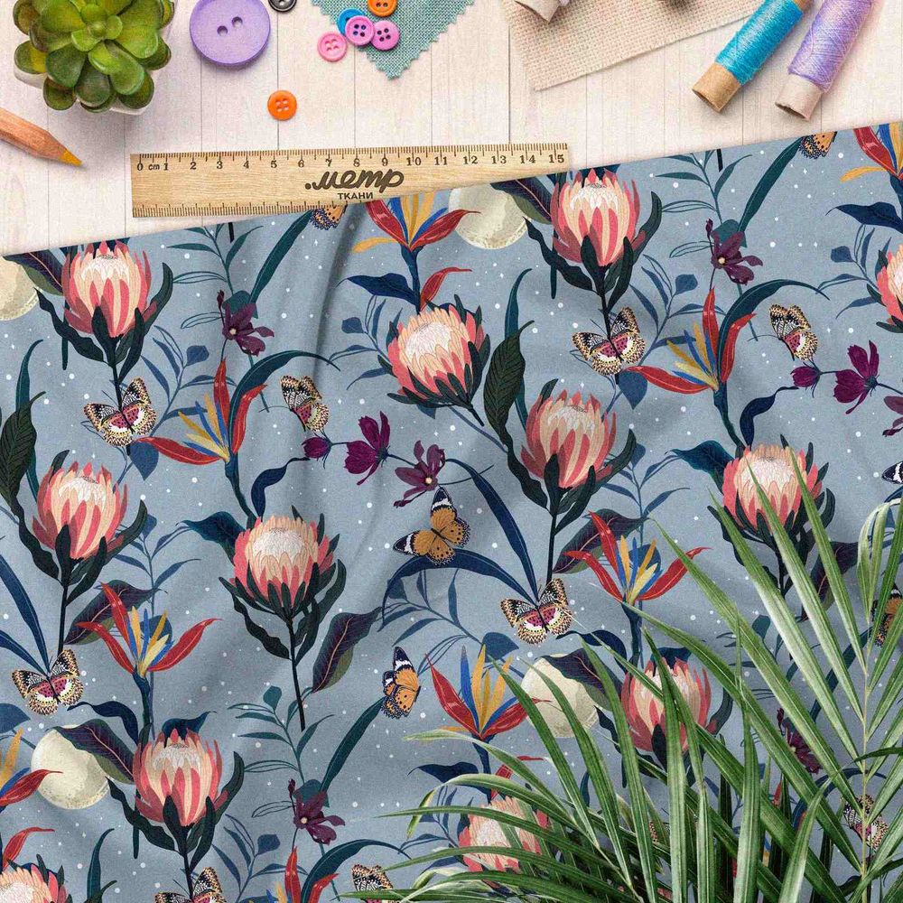 Ткань таффета бабочки на бутонах