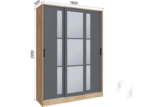 Шкаф-купе Стиль-2 1600 (дуб крафт золотой/графит серый)