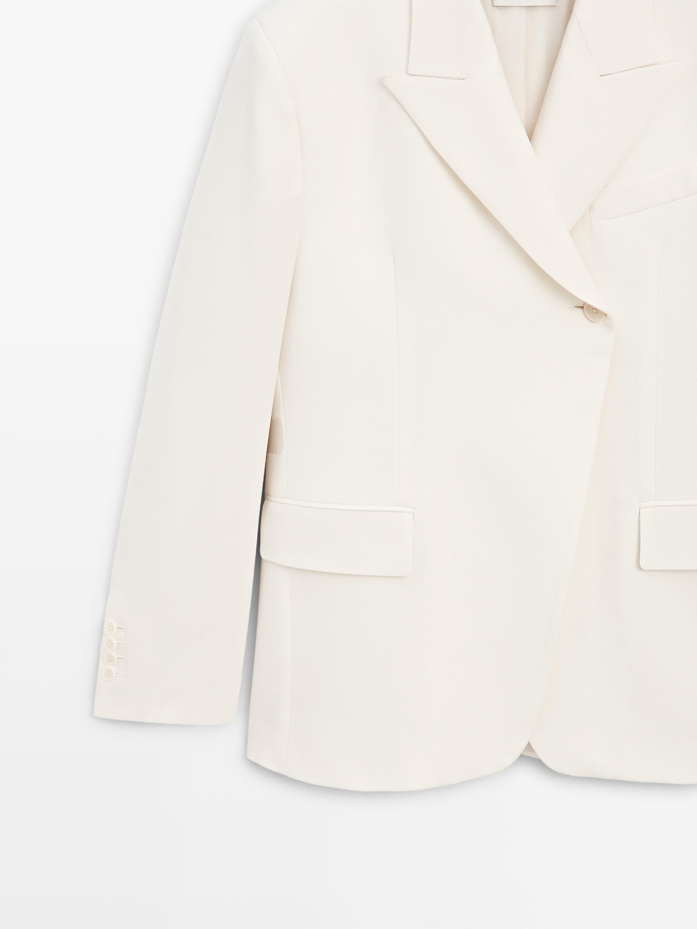 Massimo Dutti Двубортный пиджак из смесовой шерсти - Limited Edition, кремовый