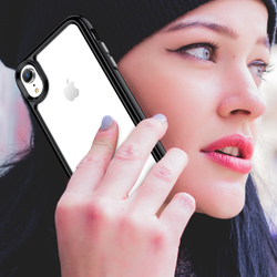 Чехол двухкомпонентный с боковыми рамками черного цвета для iPhone XR, мягкий отклик кнопок