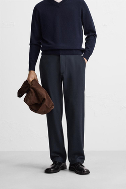 ZARA БРЮКИ RELAXED-FIT, МОРСКОЙ-СИНИЙ