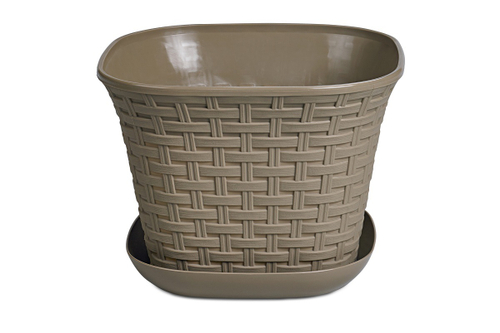 КАШПО РОТАНГ 1,3Л КВАД С ПОДДОНОМ КАПУЧИНО