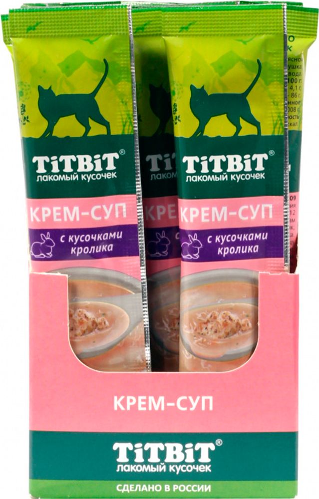 Tit Bit Крем-суп для кошек с кусочками кролика 10 г
