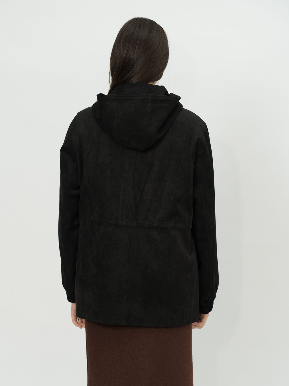 Куртка женская демисезонная утепленная с капюшоном экозамша большие размеры