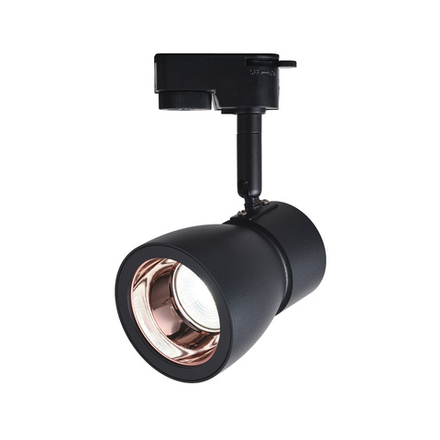 Светильник для однофазной трековой системы под лампу GU10 max 50Вт (лампа в комплект не входит),материал  алюминий, цвет чёрный/золото розовое