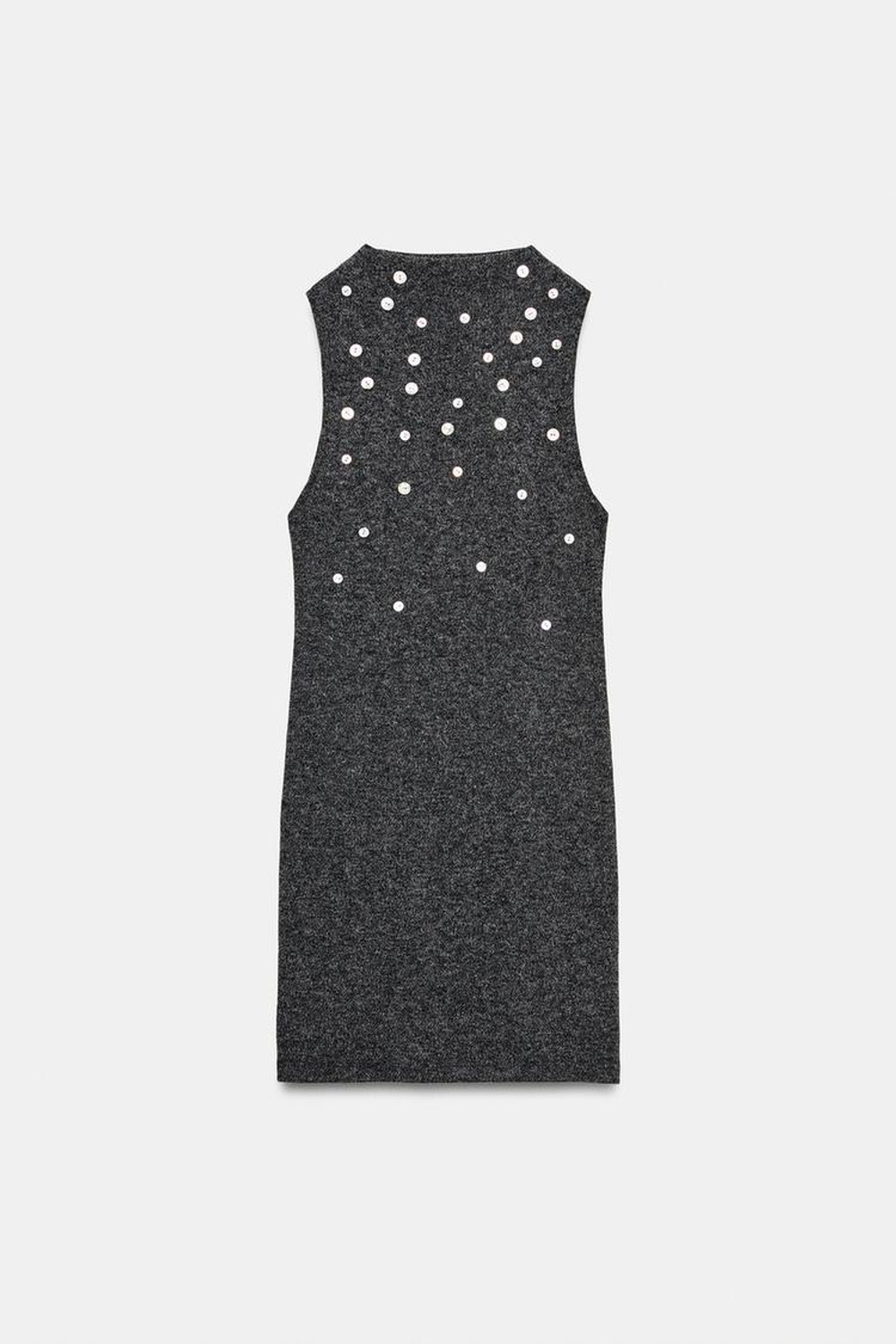 ZARA КОРОТКОЕ МЯГКОЕ ПЛАТЬЕ С ПУГОВИЦАМИ, АНТРАЦИТОВО-СЕРЫЙ