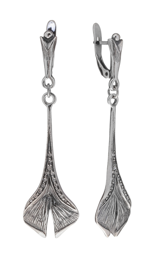 "Вакстер" серьги в серебряном покрытии из коллекции "Trifolium" от Jenavi с английским замком