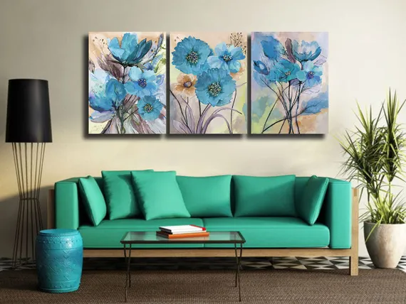 Модульная картина "Акварельные цветы"