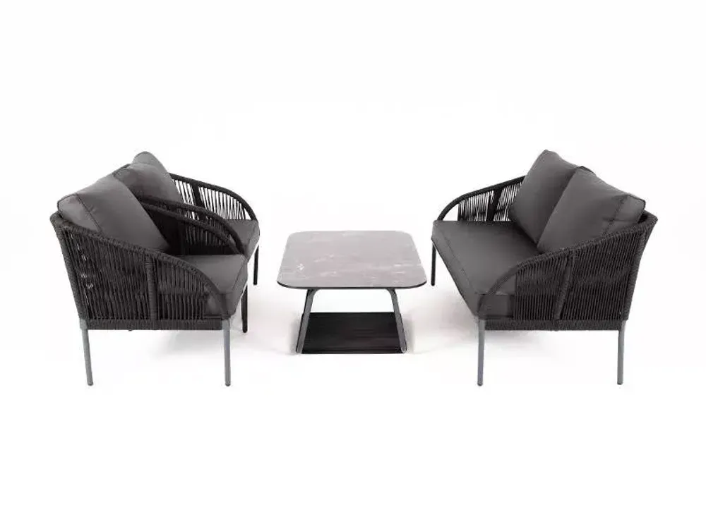 "Канны" лаунж-зона 4-местная плетеная из роупа (веревки), цвет темно-серый