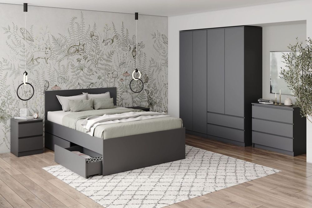 МС Мори Кровать КРМЯ 1600.1/1 (МП) Графит