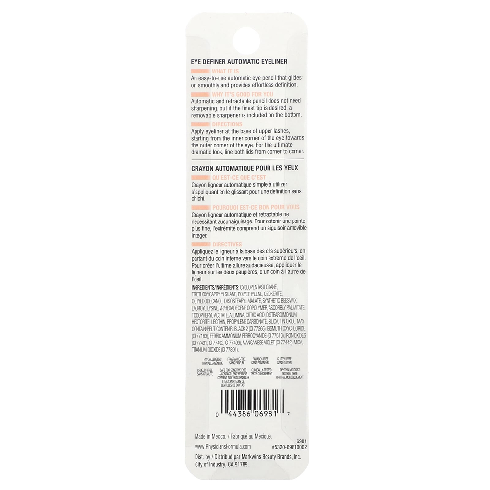 Physicians Formula, Eye Definer, автоматическая подводка для глаз, 6981 ультра черный, 0,2 г (0,008 унции)