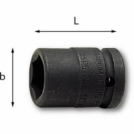 235 1/2 M  Головка ударная, 6-ти гранная 1/2" на 24 мм., USAG (Италия)