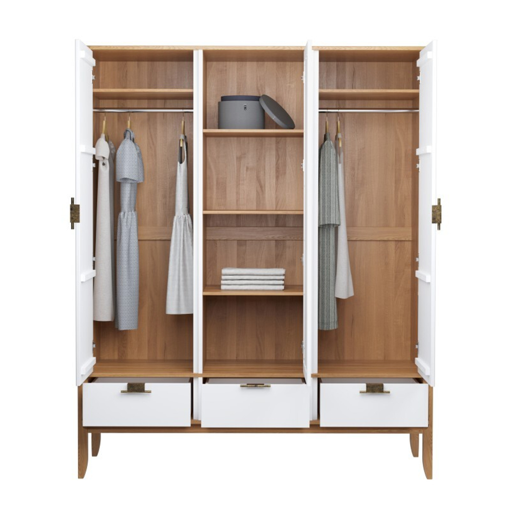 Шкаф 3х дверный с глухими дверями «Бридж» браун/белый лак