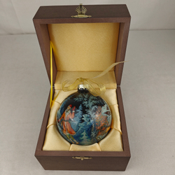 Коллекционный елочный шар с круговой росписью Палех "Морозко" в футляре