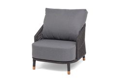 "Верона" кресло плетеное из роупа, каркас алюминий темно-серый (RAL7024) муар, роуп темно-серый круглый, ткань темно-серая 027