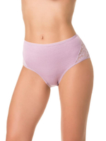 Высокие трусики с кружевными вставками на передней части (Размер: XXXL) (Цвет: черный)