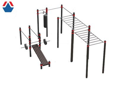 Воркаут К-108 брусья, турник2, рукоход2, наклонная скамья, груша