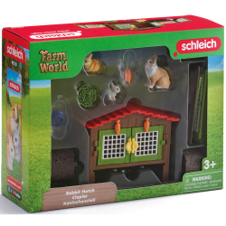 Schleich S 42728 — Клетка для кроликов с семьёй кроликов породы Львиная голова — фото 1