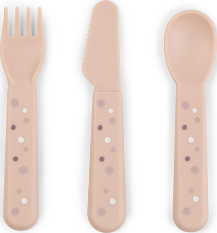 Набор детских столовых приборов Done by deer Foodie Happy Dots, 3 предмета, пищевой пластик, розовый