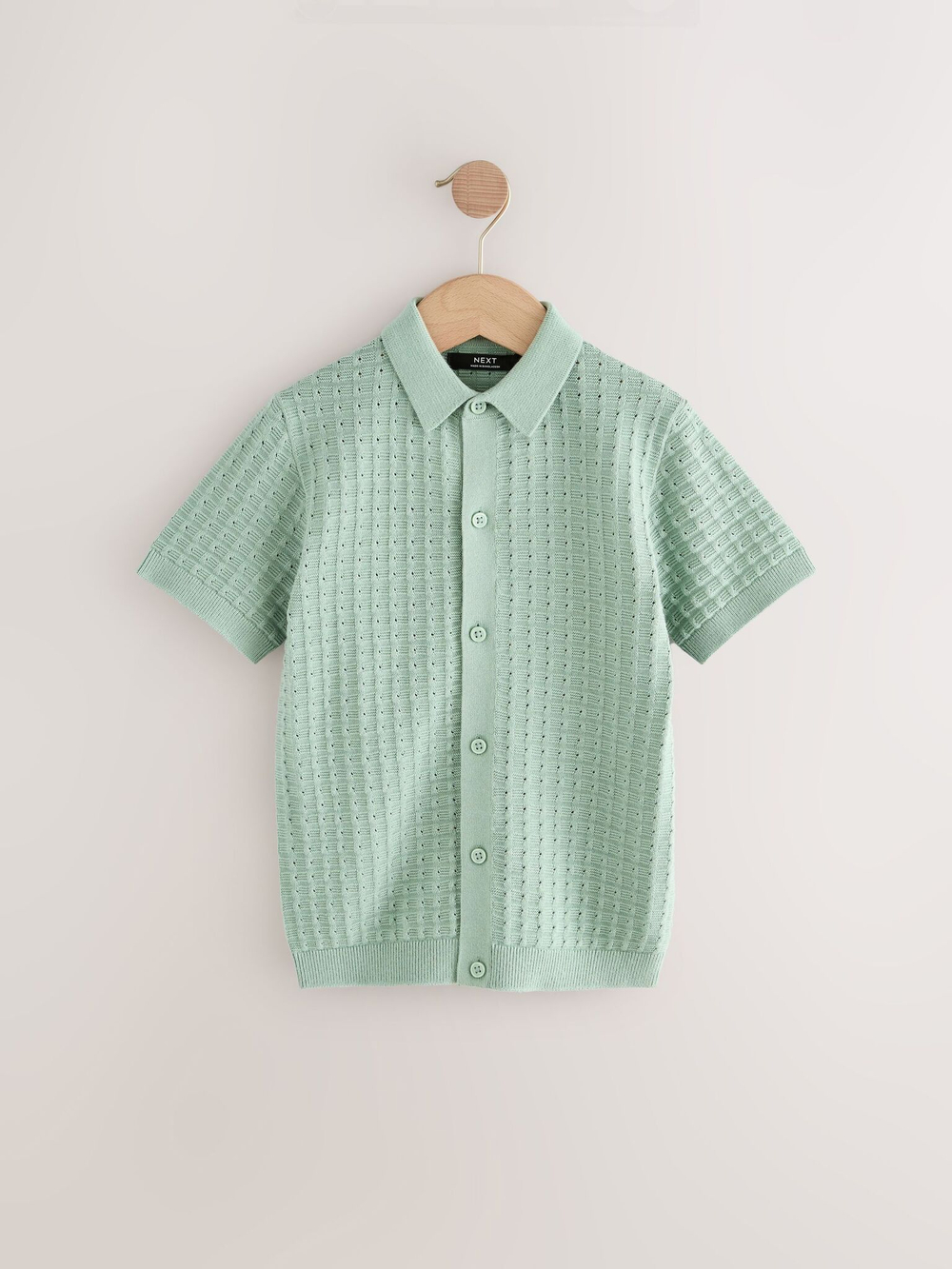 Рубашка трикотажная с коротким рукавом для мальчика Next AA8-947, Светло-зеленый