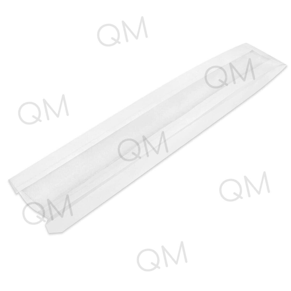 Бумажный пакет с окном 50 мм с плоским дном 100*50*640 мм 40 г/м2 белый, 1000шт