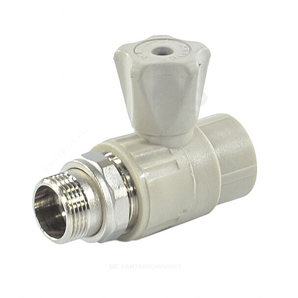Кран шаровой PP-R серый Дн 25х3/4" НР прямой для радиатора VALFEX 10149025Г
