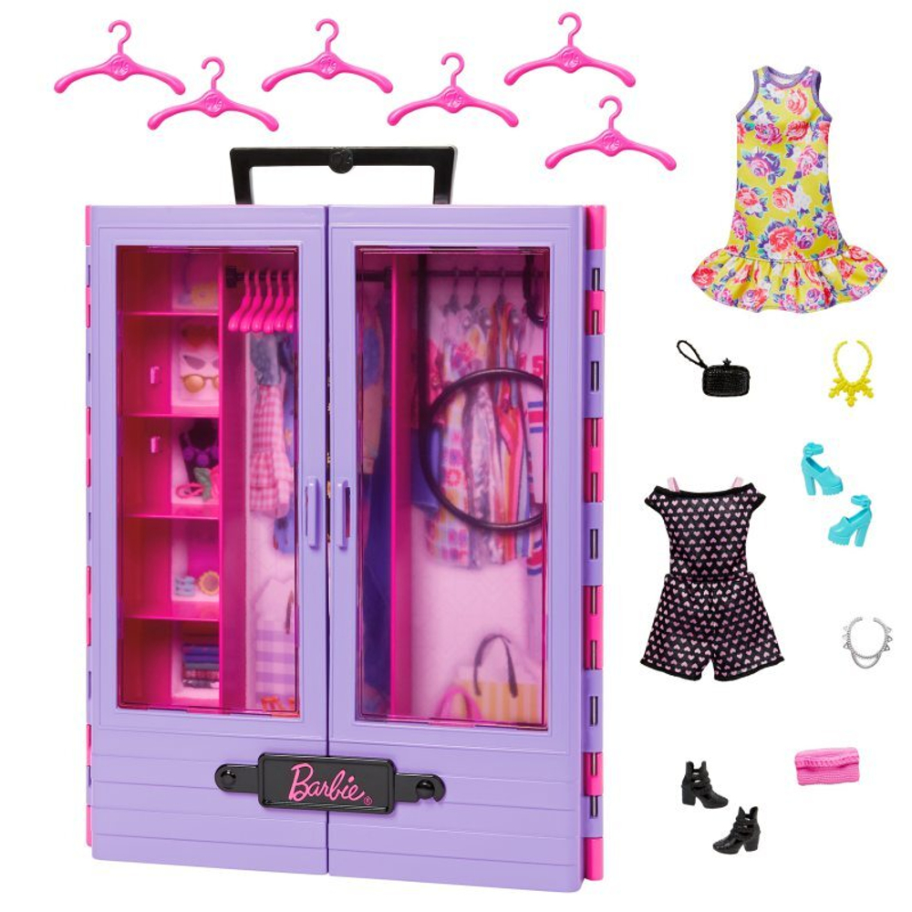 Barbie Fashionistas - Гардероб Барби + 6 вешалок HJL65