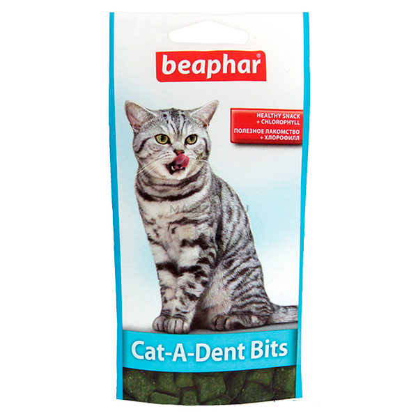 Лакомство подушечки Beaphar Cat-A-Dent-Bits для кошек для чистки зубов, 35 г.