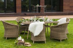 "Эспрессо" обеденная группа плетеная, цвет соломенный