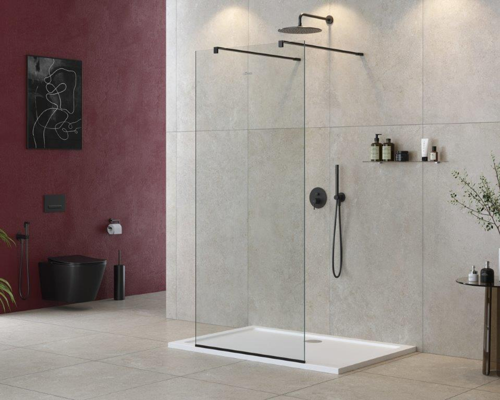 Душевая перегородка Cezares LIBERTA-L-2-110-120-C-NERO чёрный профиль, стекло прозрачное