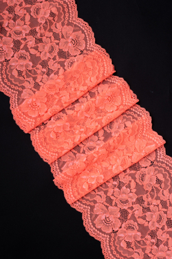 Эластичное кружево оранжевое неоновое ширина 22 см