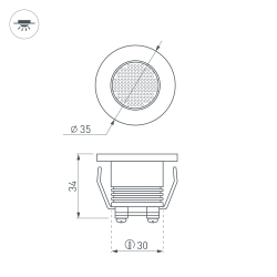 Светодиодный светильник LTM-R35WH 1W Warm White 30deg (Arlight, IP40 Металл, 3 года) 020753