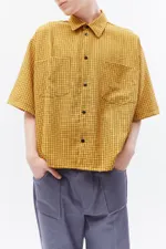 Рубашка БИЧ укороченная оверсайз желтая