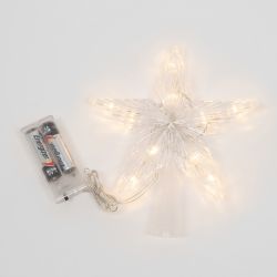 ULD-H1515-010-STB-2AA WARM WHITE STAR-2 Украшение светодиодное для ёлки Звезда-2. 15см. на батарейках не в-к. 10 светодиодов. Теплый белый свет. Прозрачный провод. TM Uniel.