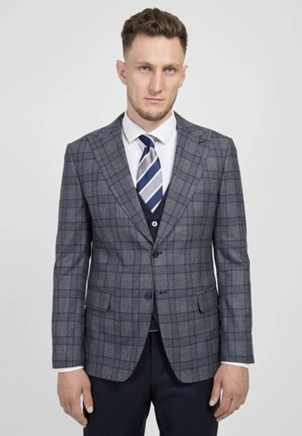 Мужской классический костюм (серо-синий) А36